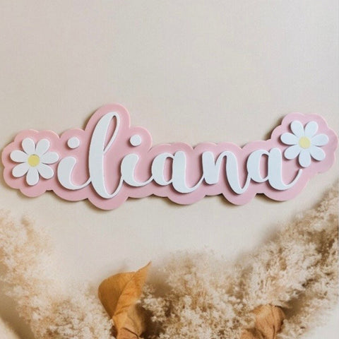 Flower Name Sign | Large Personalised Name Acrylic Sign