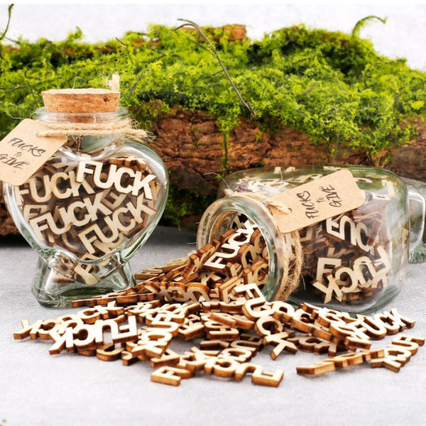 Jar of Fuck Gift Jar, Fucks to Give, Fuck Wooden Cutout Letter Piece