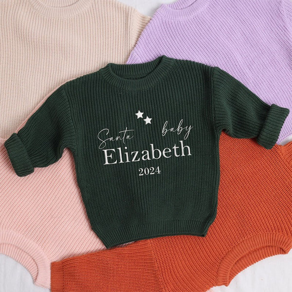 Personalized First Christmas Outfit Knit Sweater