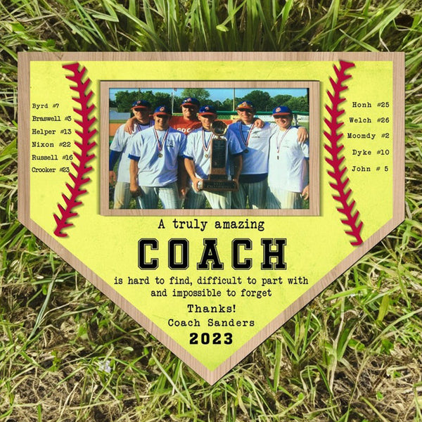 Custom Baseball Coach Wooden Sign,Team Photo Hanging Plaque, End of Season Manager Gift