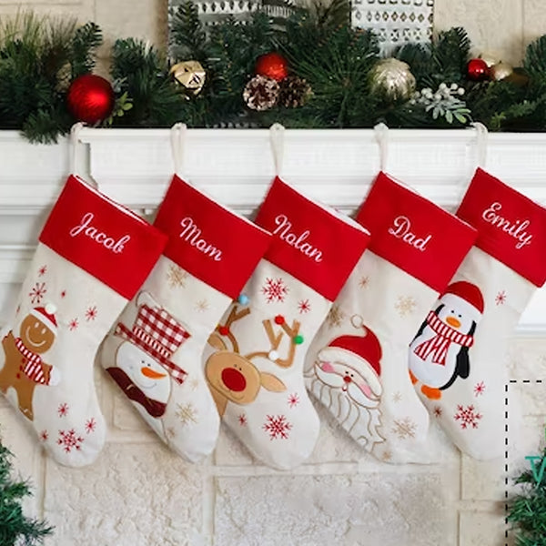 Embroidered, personalized christmas stockings