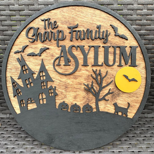 Personalized Halloween Family Sign - Custom Asylum Sign