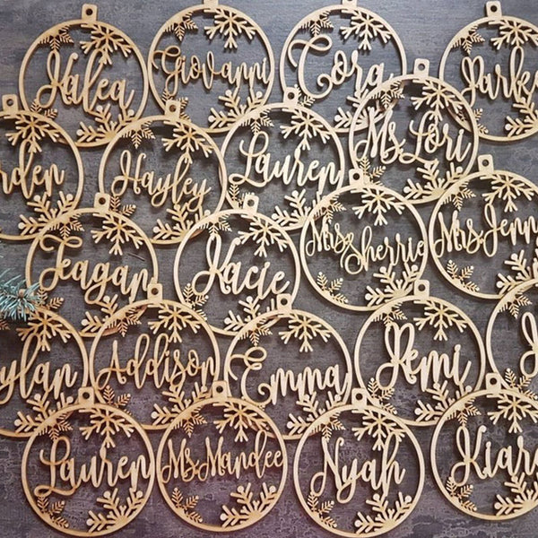 Custom CHRISTMAS tree baubles Christmas tree decor personalized ornament laser cut names