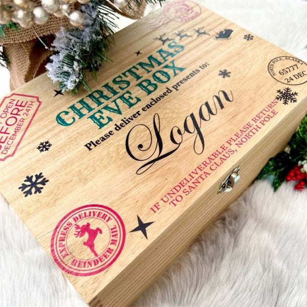 Custom Christmas Eve Box,personalised wooden gift box