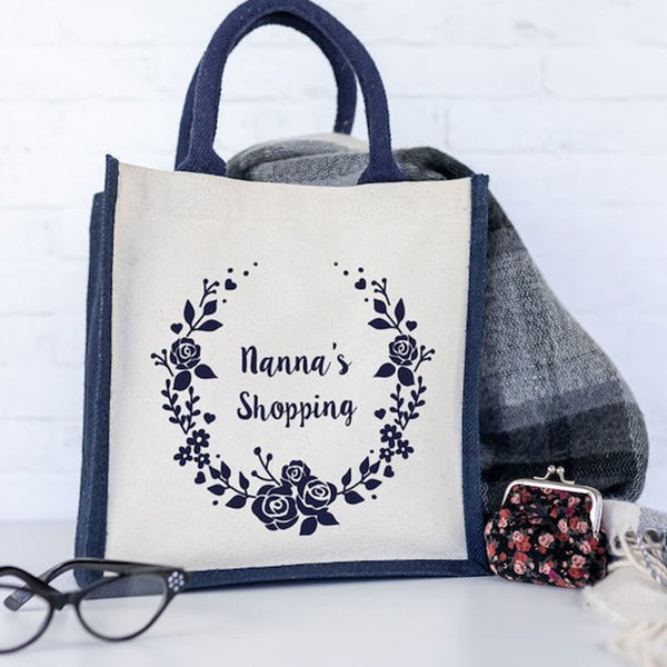 Personalised Grandma's Wreath Shopping Canvas Bag, Mothers day gift