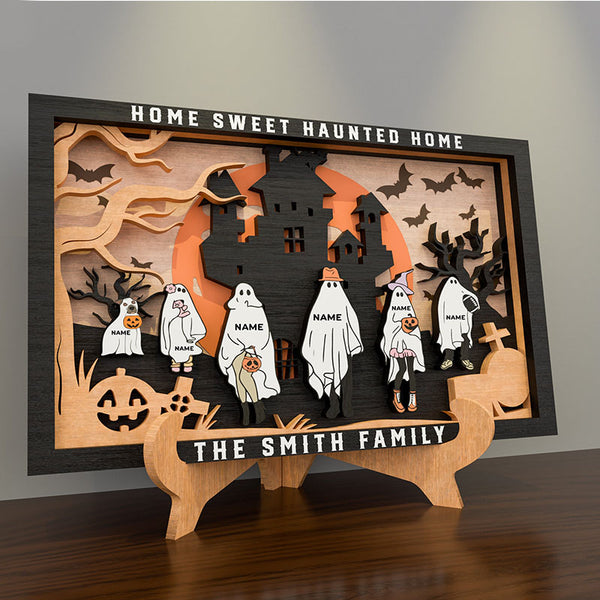 Personalized Halloween Family Sign, Halloween Family Portrait, Custom Ghost Family Sign