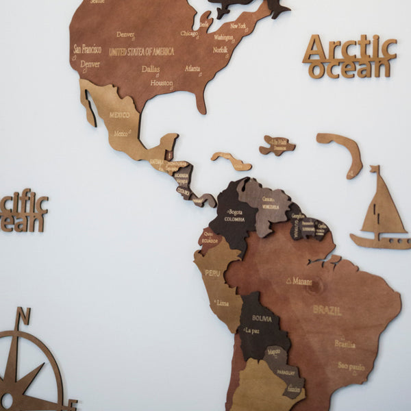 Wooden World Map, Wall Art Decor, 3D Wooden World Map