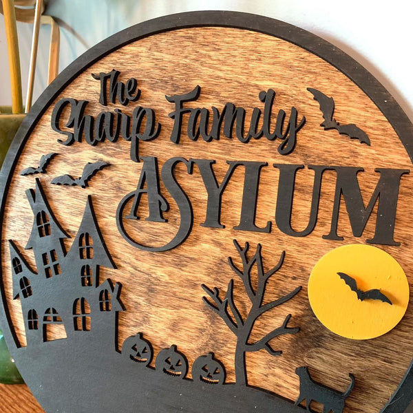 Personalized Halloween Family Sign - Custom Asylum Sign