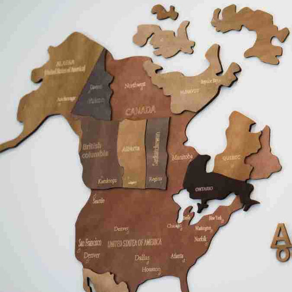 Wooden World Map, Wall Art Decor, 3D Wooden World Map