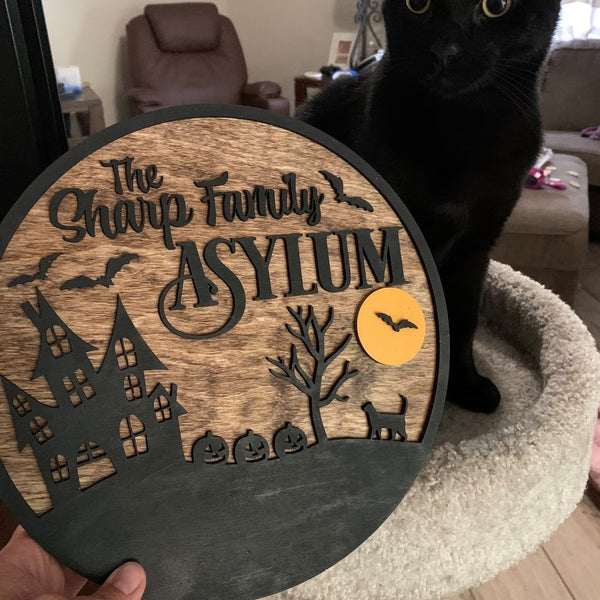 Personalized Halloween Family Sign - Custom Asylum Sign