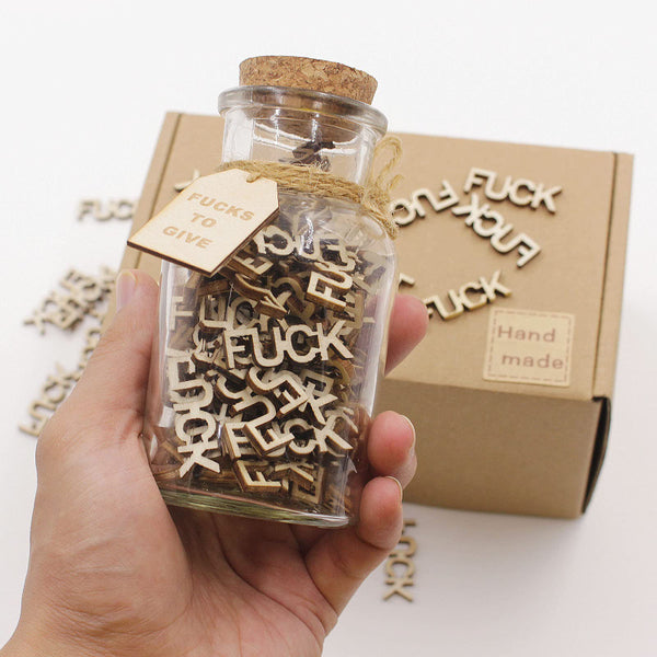 Jar of Fuck Gift Jar, Fucks to Give, Fuck Wooden Cutout Letter Piece