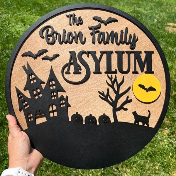 Personalized Halloween Family Sign - Custom Asylum Sign