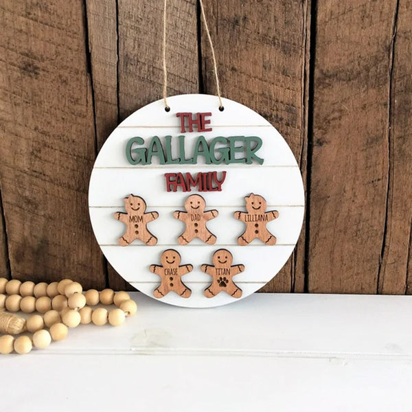 Personalized Farmhouse Christmas Decor,Gingerbread Family Sign