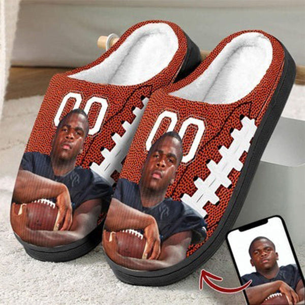 Custom Portrait Photo Foottball Sports And Accessories Slipper