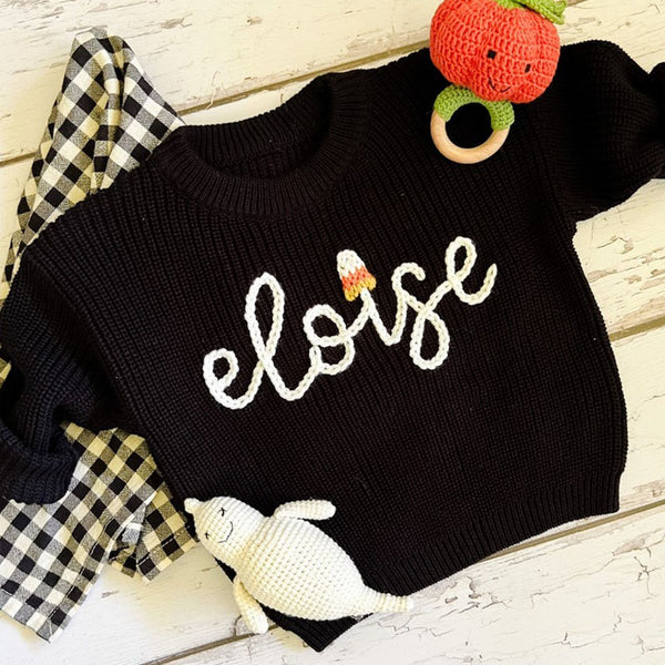 Personalized Hand Embroidered Baby and Toddler Halloween Sweaters