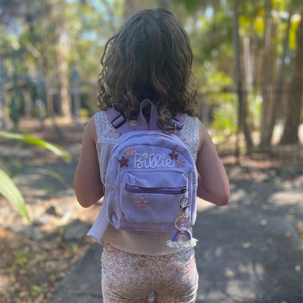 Hand Embroidered Personalised Kids Mini Backpack I Custom Kids Bag I Name Backpack