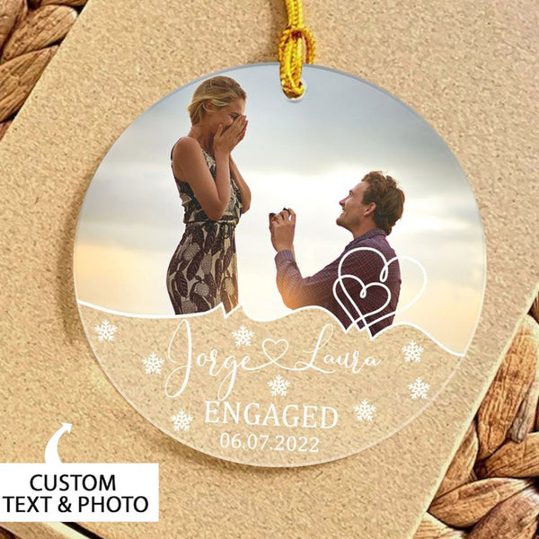 Personalized Engaged Ornament, Engaged First Christmas