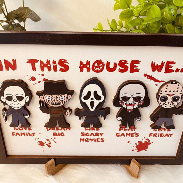 Halloween horror 3D wooden frame sign