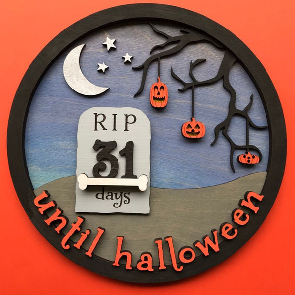 Halloween Countdown Calendar, Wooden Halloween Decorations