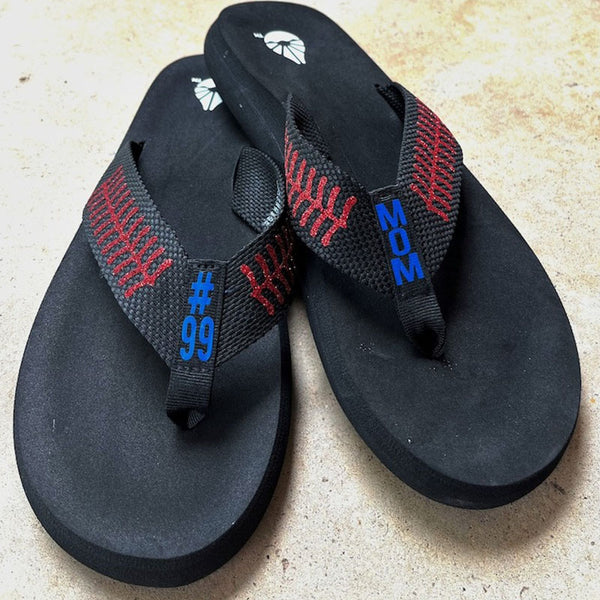 Personalized Baseball Flip Flops, Custom Sandals with Stitches