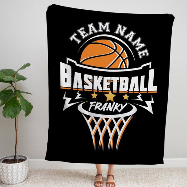 Personalized Basketball Blanket, Custom Name And Team Name