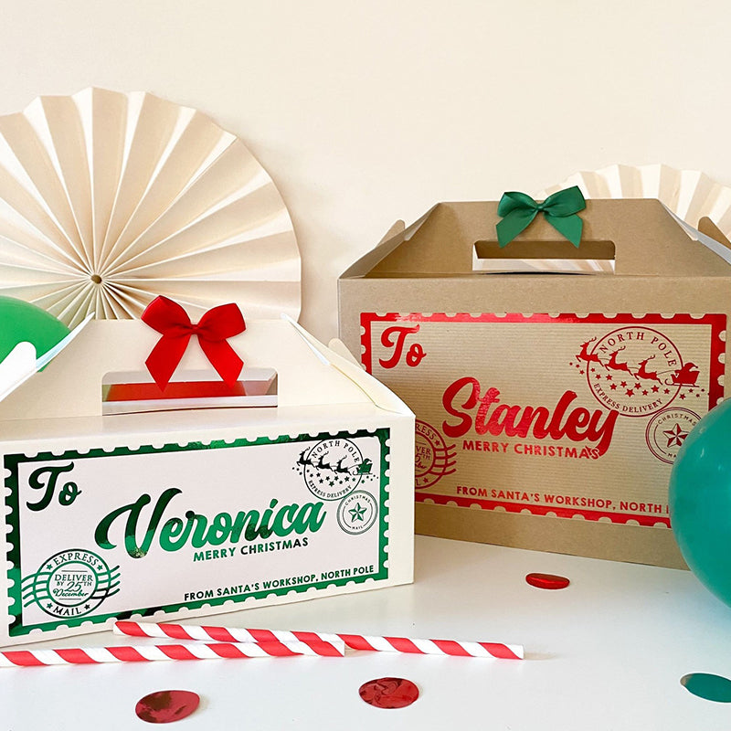 Personalized Christmas Gift Boxes, Stamp Foil, Christmas Eve Gift Boxes, Greeting Card Boxes