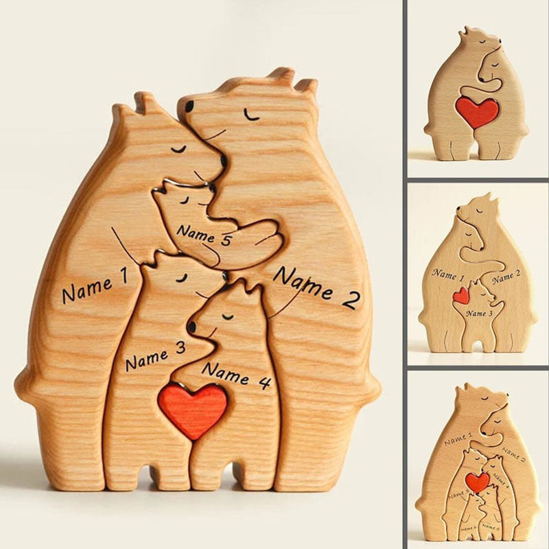 Animal Bear Figurines-Family Home Decor Puzzle-3 Person Family Keepsake Gift-Gift For Parents