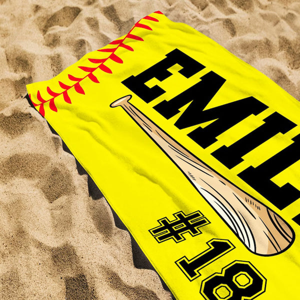 Personalized Baseball Beach Towel, Boys Baseball Gift, Baseball Pool Towel, Baseball Player Gift