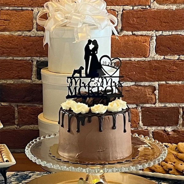 Wedding Cake Topper with Date, Wedding Cake Topper With Heart, Personalized Wedding Topper