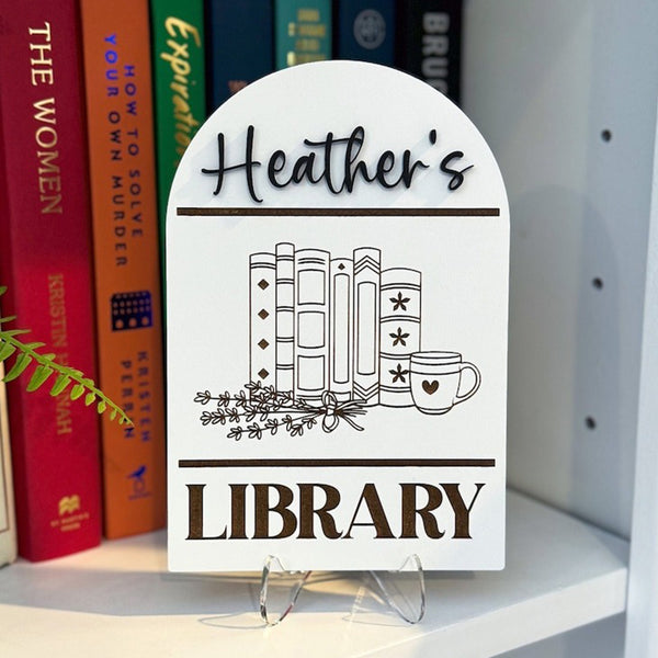 Library Sign, Personalized Library Sign, Book Shelf Decor