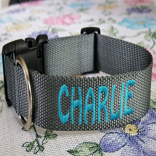 Embroidered Dog Collar, Personalized Cat, Name & Number, Multiple Options, Nylon Adjustable