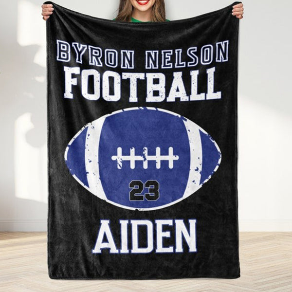 personalized football name blanket, custom gift idea for football player