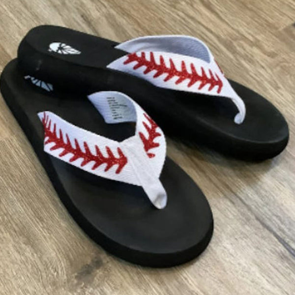 Personalized Baseball Flip Flops, Custom Sandals with Stitches