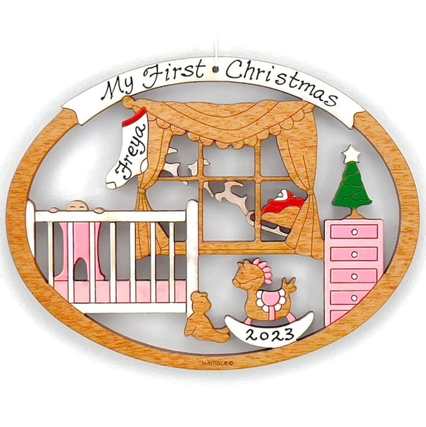 Personalized Baby's First Christmas Ornament - Wood, Laser Cut