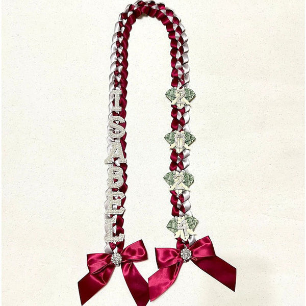 Graduation Lei, 2 Color Double Braid with bows, Personalized Letters & Numbers