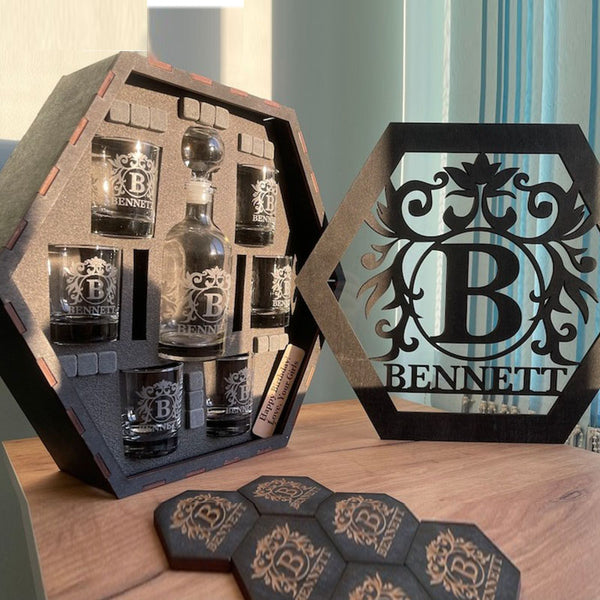 Fathers day gift, Personalized Decanter set, Personalized Gift, Whiskey glasses, Gift for men