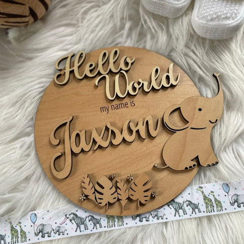 Hello World New Baby Wooden Plaque, Baby Shower Gift