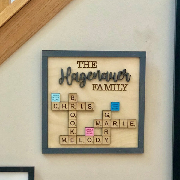 Personalized Last Name Scrabble Wood Sign, Gift for Grandpa