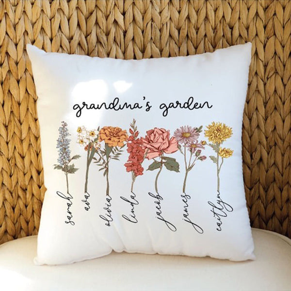 Grandma Mother's Day Gift, Personalize Grandma's Garden Pillow