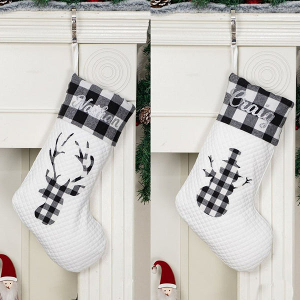 Personalized Christmas Stockings With White Ornaments