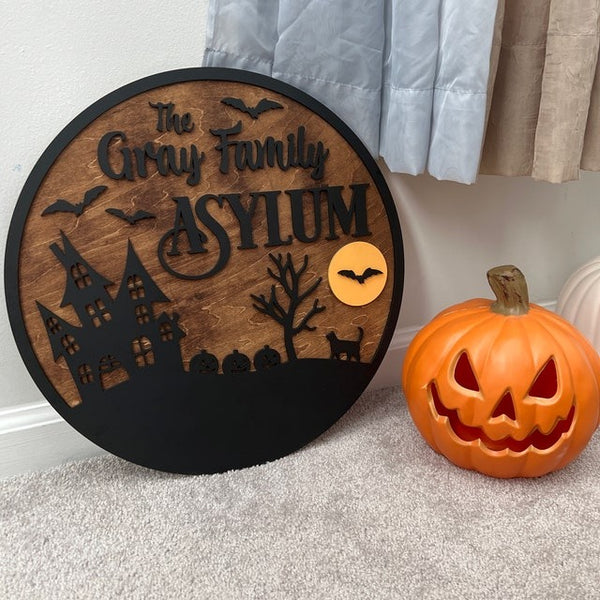 Personalized Halloween Family Sign - Custom Asylum Sign