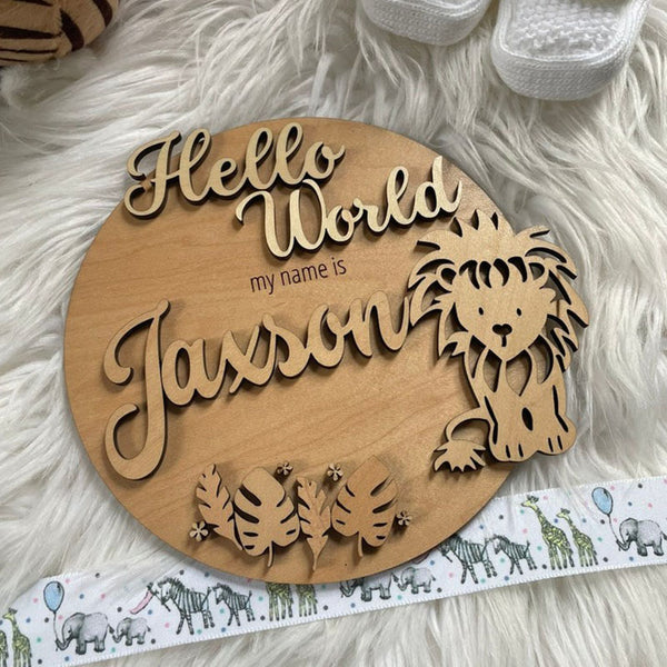 Hello World New Baby Wooden Plaque, Baby Shower Gift