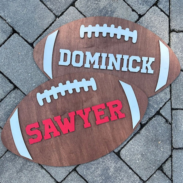 3D Custom Kids Room Decor, Football Wooden Name Sign