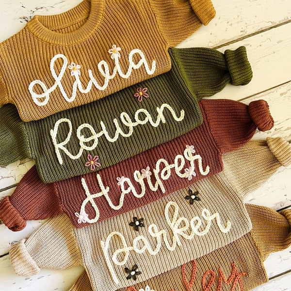 Personalized Hand Embroidered Baby and Toddler Sweaters