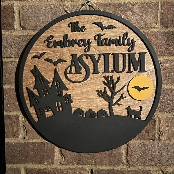 Personalized Halloween Family Sign - Custom Asylum Sign