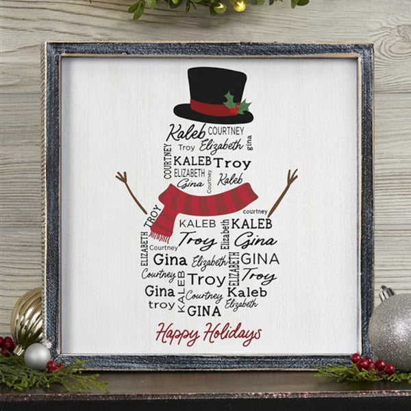 Snowman Repeating Name Personalized Frame Wall Art Christmas Decorations