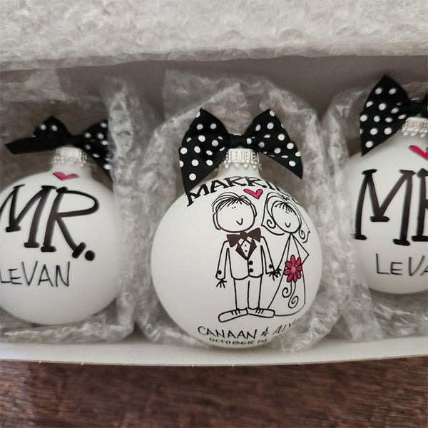 Wedding Gift, Wedding Ornament, Ornament Gift Set, Custom Bride Groom Gift