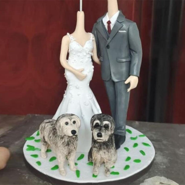 Custom couple bobblehead, bobblehead couple,bobblehead wedding cake topper, wedding gifts with dog/cat(pets)