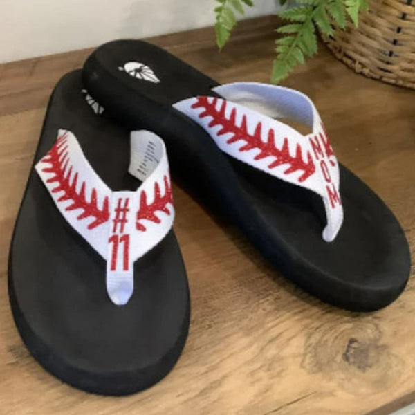 Personalized Baseball Flip Flops, Custom Sandals with Stitches