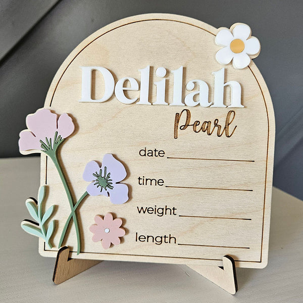 Newborn Birth Announcement Name Plaque | Newborn Footprint Plaque